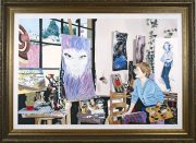 Marliz Frencken, Artist in her studio, 1990, 110 x 160 cm, oil on canvas