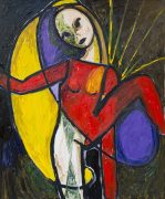 Marliz Frencken, Women in red, 2013 120 x 100, oil on canvas